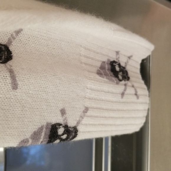 💕SKULL CASHMERE💕 Ski Skull Print Pullover Turtleneck Sweater ~ Off White L NWT - Picture 8 of 12